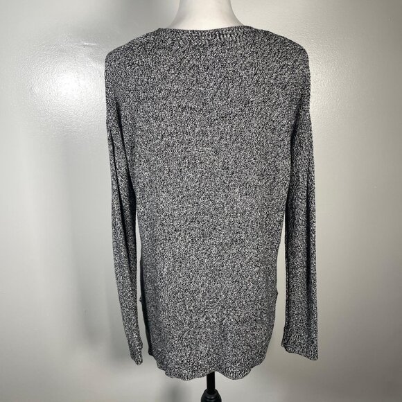 Urban Knit Supply Black White Marled Crewneck Tight Knit Long Sleeve Sweater M - Picture 13 of 14
